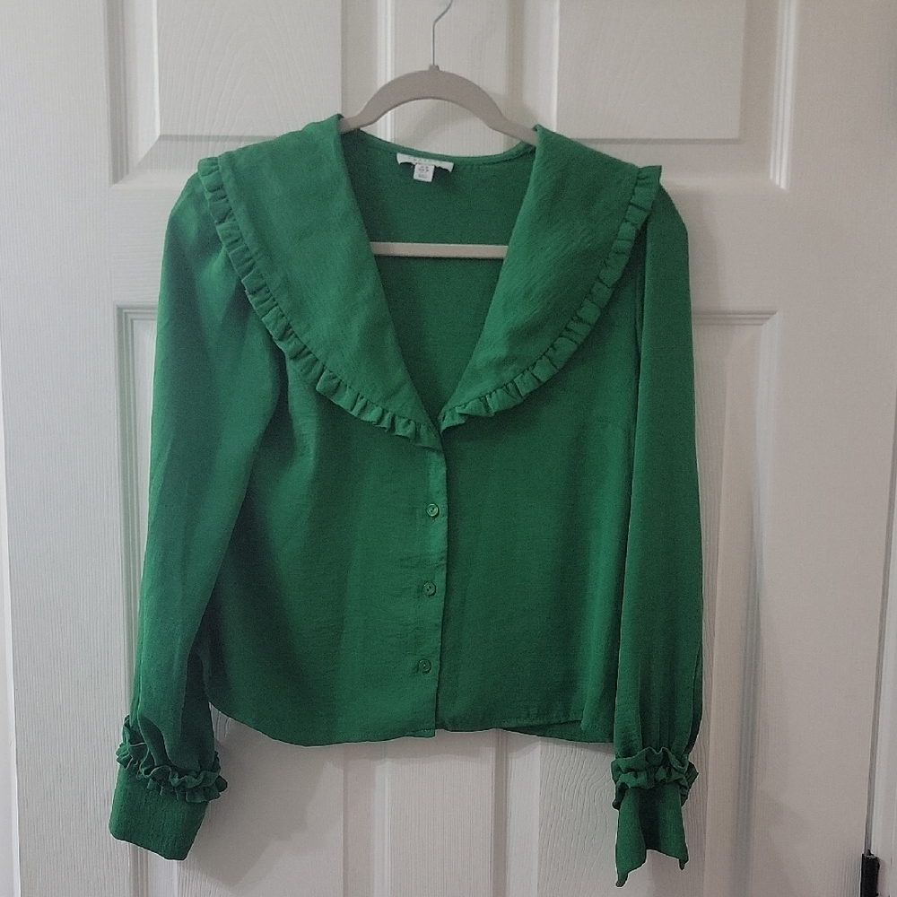 Green Ruffled Women's Top
